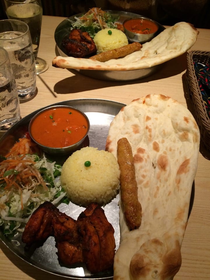 A set with tandoori chicken, seekh kebab, saffron rice and naan at Indian Mantra, Sky Building