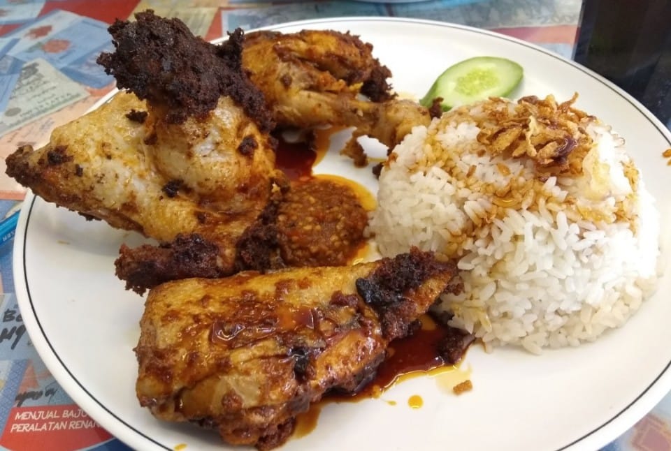 Spiced chicken with rice at Siti Sarah